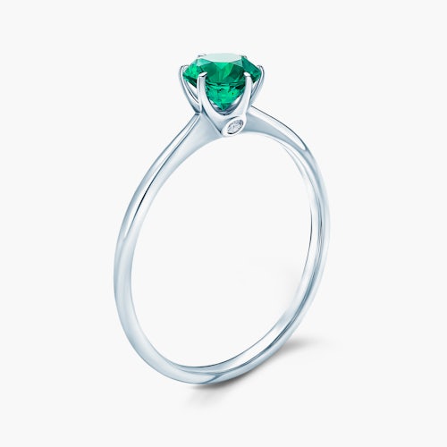 Pierścionek zaręczynowy The Journey: białe złoto, szmaragd